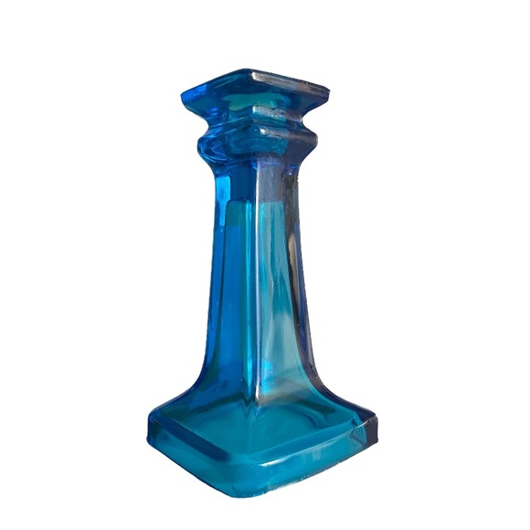 Jeannette Glass Company Blue Glass Candlestick - Picture 2 of 5